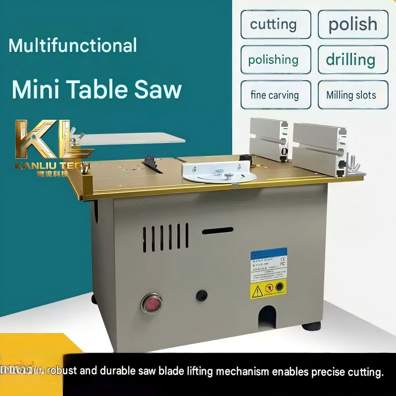Mini Table Saw For Woodworking - T7 ミニ卓上丸鋸 木工用切断機 0-180 ° 角度調整可能なフェンス付きルーターブレード、7段階速度調整、逆回転式、DC12-24V