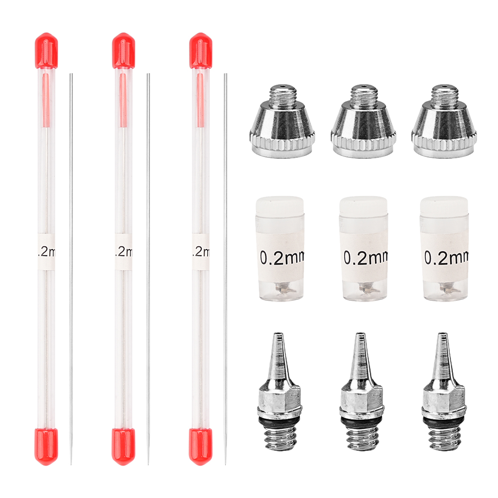 Airbrush Kit With Mini Compressor - 1/3 個セット 0.2/0.3/0.5 ミリメートルエアブラシノズルニードルエアブラシスプレーガンスプレーペイントスプレー交換部品ツールアクセサリー