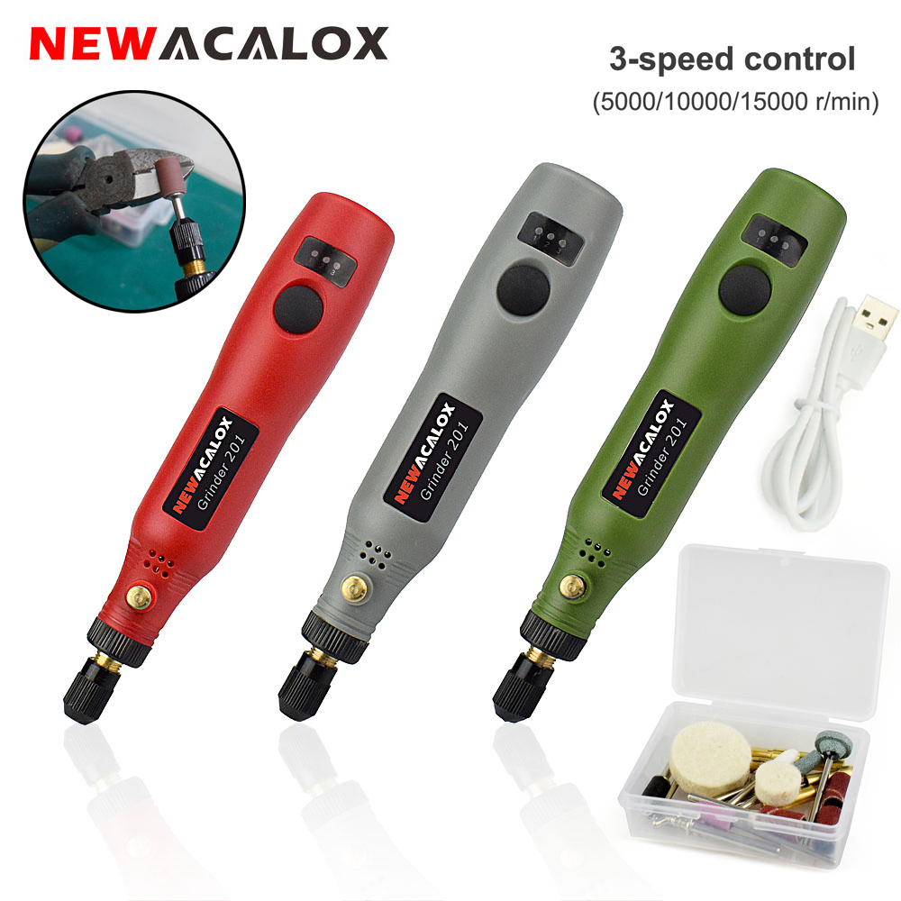 Cordless Rotary Tool Kit Accessories - NEWACALOX コードレス可変速ロータリーツールキット USB 充電 10 ワットミニ彫刻ペン
