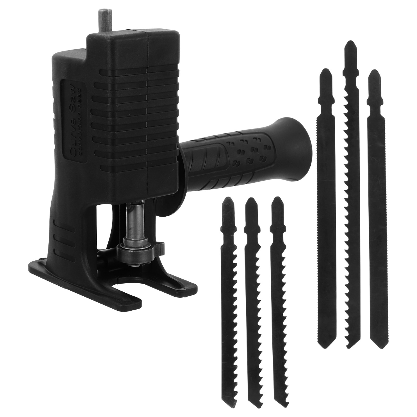Reciprocating Saw Attachment Drill - 7点セット電動ドリル変換ソー黒ポータブル往復アタッチメントブレードアダプターキット木工ツール