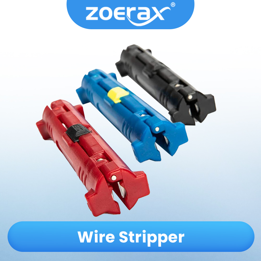 Automatic Wire Stripper Cutter - ZoeRax 電線ストリッパーペン ネットワークケーブルツール ワイヤーケーブルロータリー同軸ワイヤーストリッピングプライヤー（赤/青/黒）