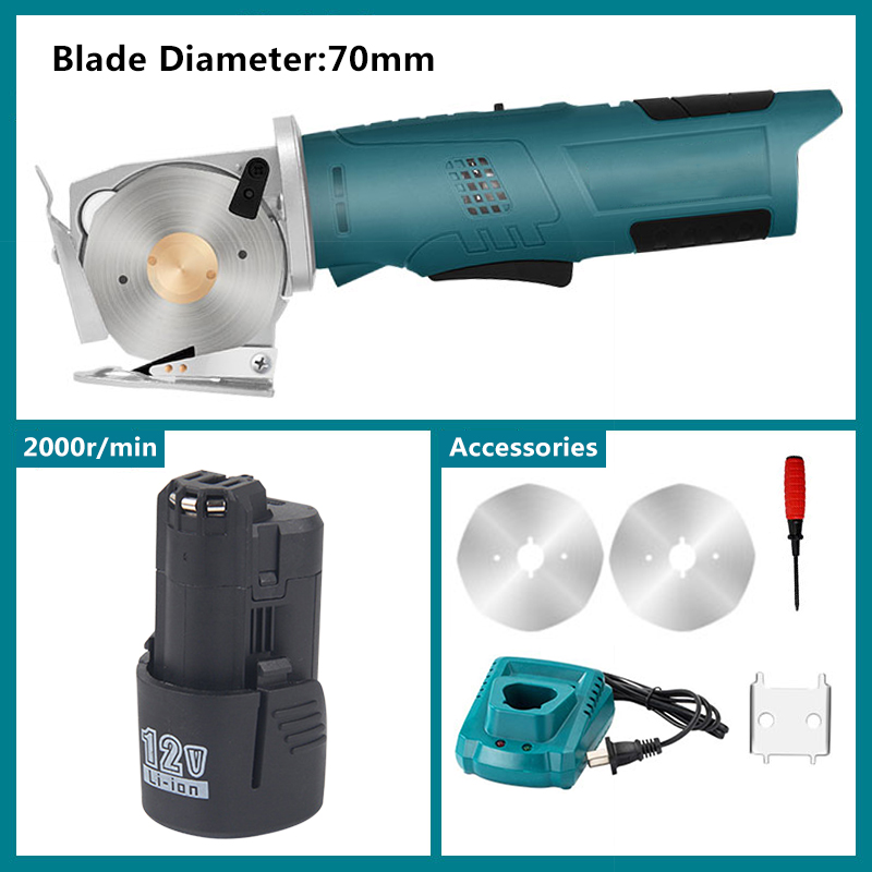Cordless Rotary Tool Kit Accessories - 電気丸型コードレスはさみ、ロータリーファブリックカッター、適切な革紙切削工具キット、ボッシュリチウム電池、12v