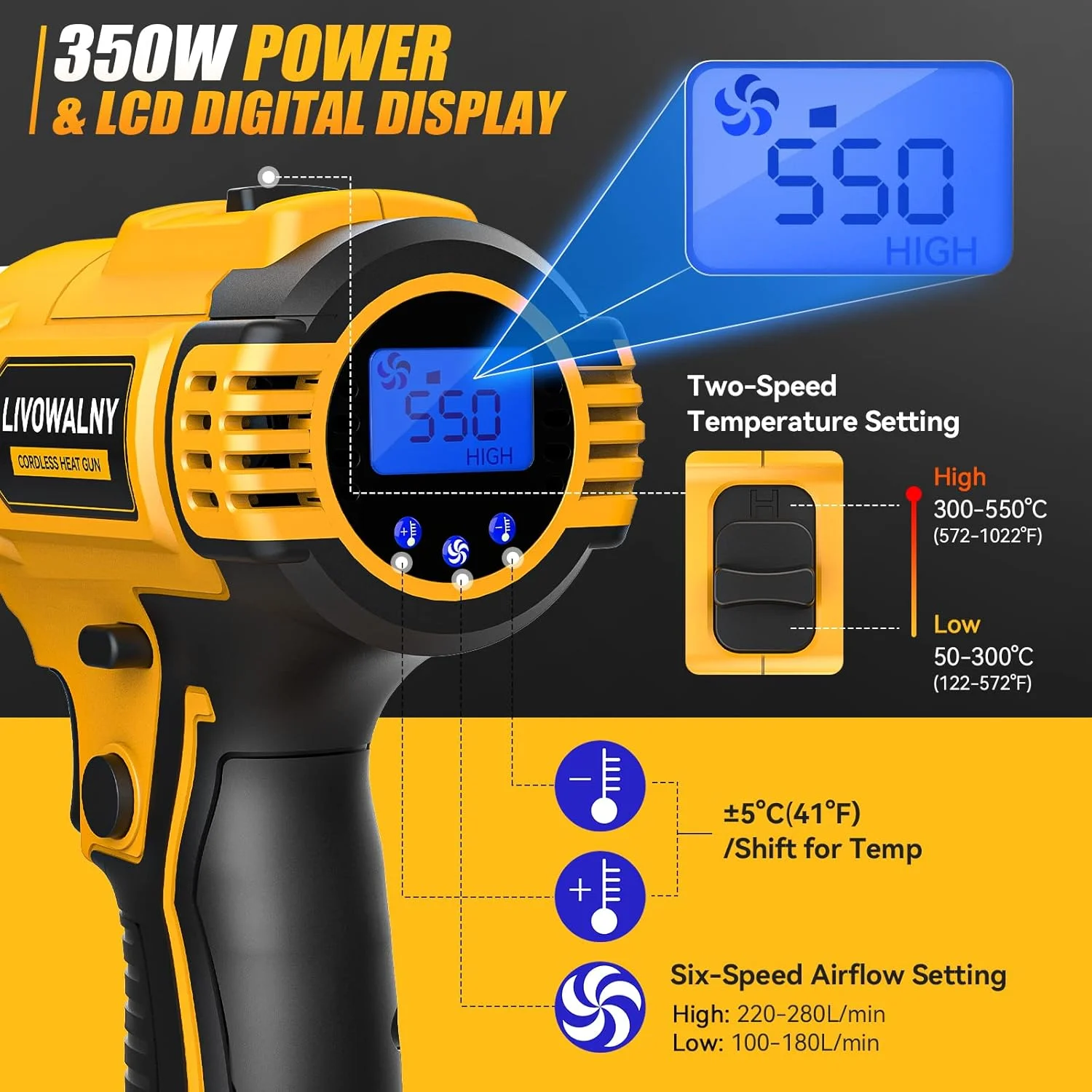 350W高速加熱はんだ付けホットエアガン、LCDデジタルディ - Cordless Heat Gun For Shrink Tubing のレビューと価格