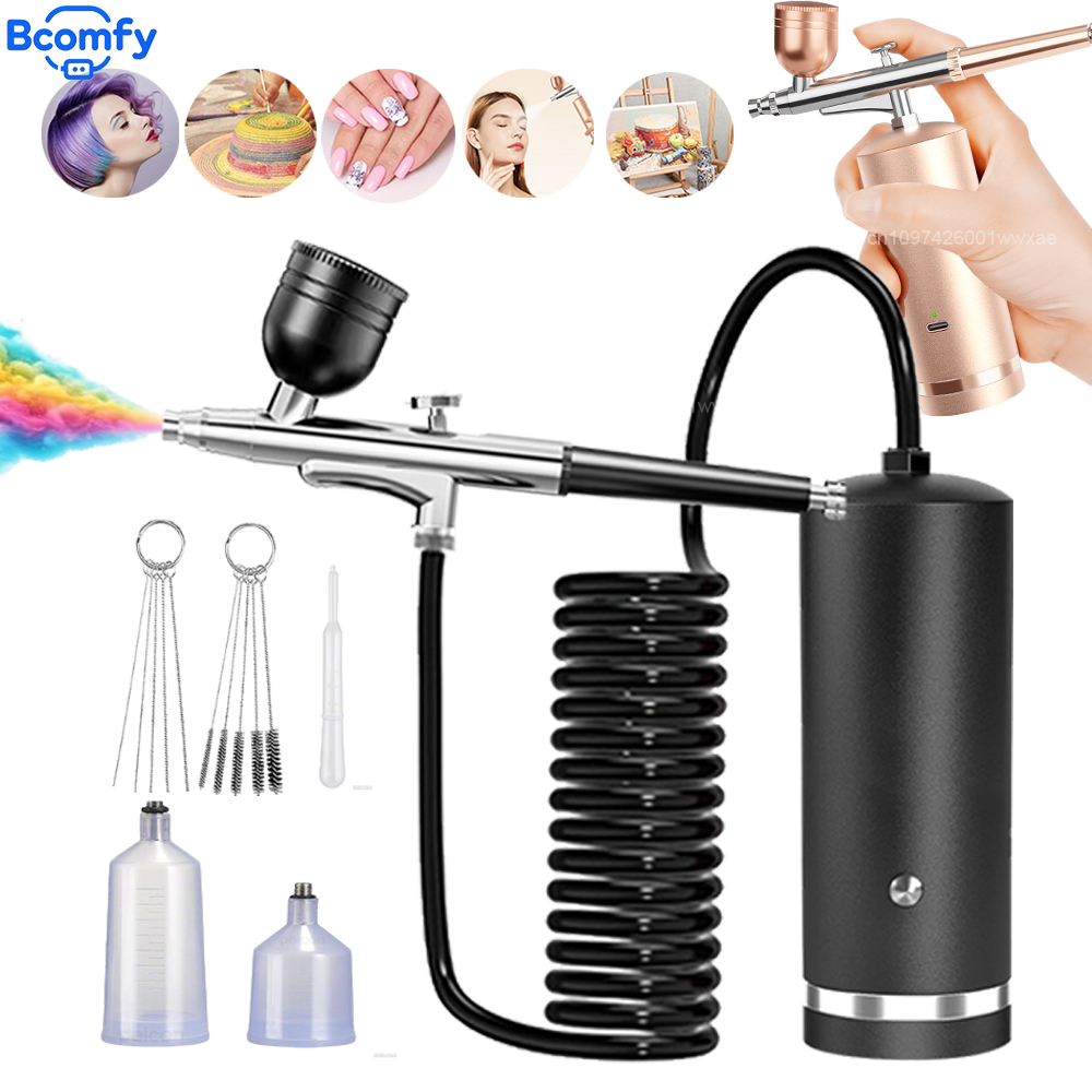 コンプレッサー付きエアブラシ 充電式エアブラシ コンプレッサ - Airbrush Kit With Mini Compressor のレビューと価格