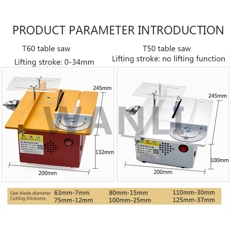 ミニ日曜大工小型切断機,木工用プッシュテーブルソー,家庭用ミ - Mini Table Saw For Woodworking のレビューと価格