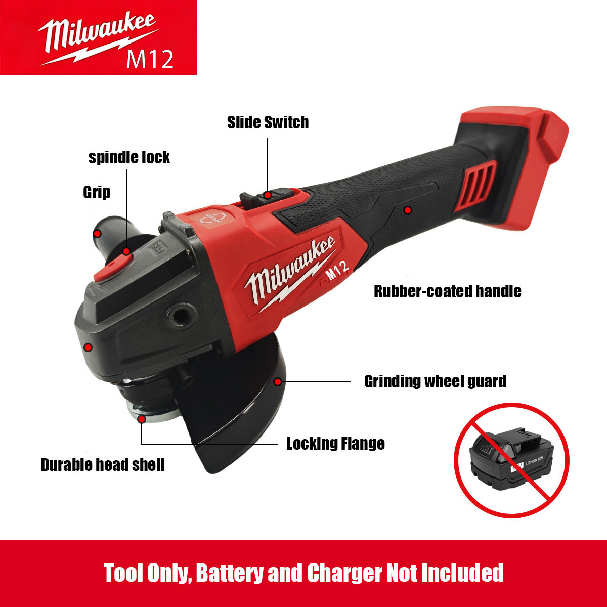 ミルウォーキーM12 M18ブラシレスアングルグラインダー、 - Brushless Angle Grinder Battery Powered のレビューと価格
