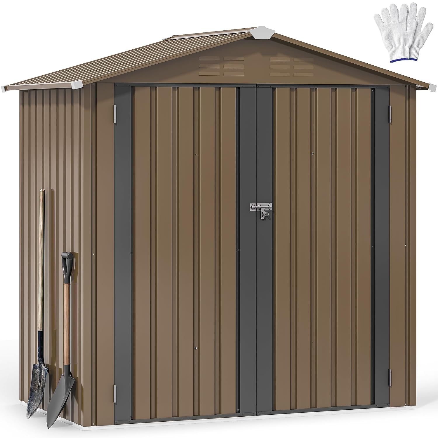 6x4フィートの金属製屋外収納庫、防水ツール小屋、頑丈な収納 - Garden Tools のレビューと価格