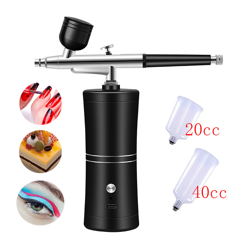 エアブラシ ネイルアートペイント用 ポータブル コードレス  - Airbrush Kit With Mini Compressor のレビューと価格