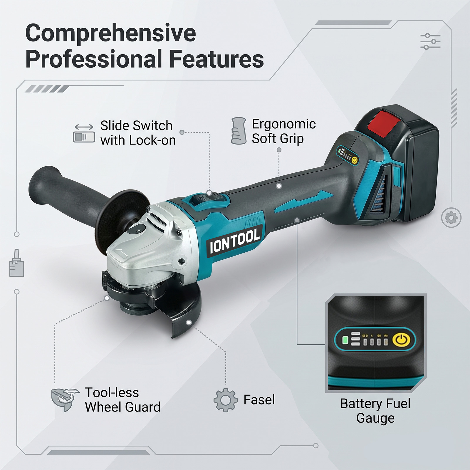 IONTOOL 850W 100mm コードレスアングルグラ - Brushless Angle Grinder Battery Powered のレビューと価格