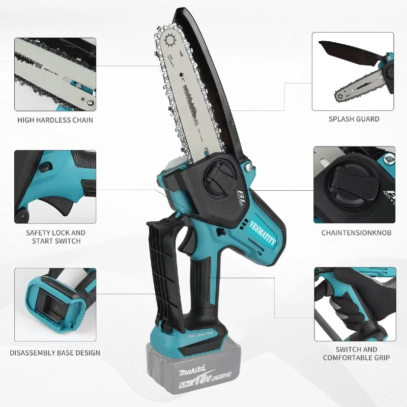 VESMATITY 6インチ コードレス電動チェーンソー ミ - Mini Electric Chainsaw 6 Inch のレビューと価格