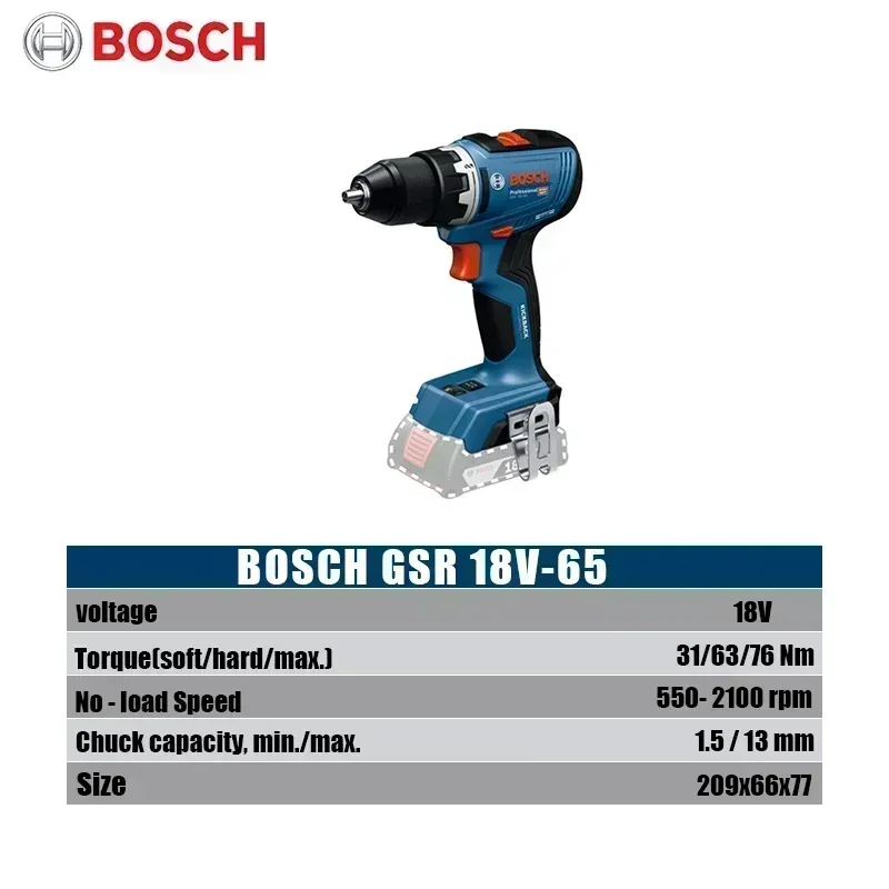 ボッシュ GSR 18V-65 ブラシレスコードレスドリル  - Brushless Cordless Electric Drill 18V のレビューと価格