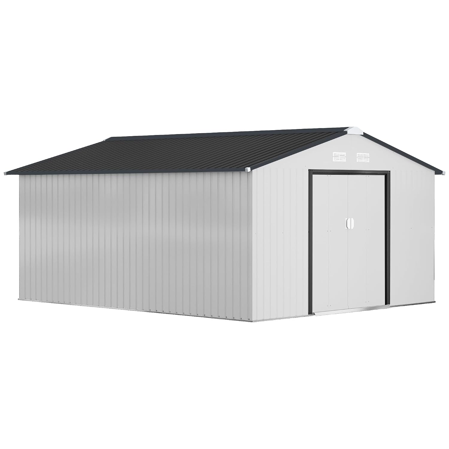 11x13フィートの屋外用収納庫、金属製ガーデンツールハウス - Garden Tools のレビューと価格