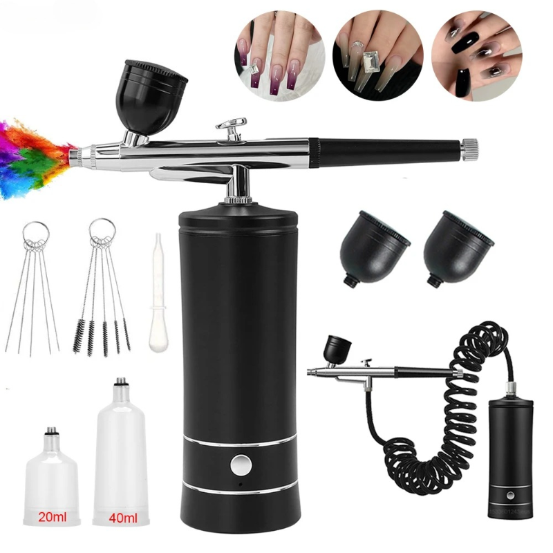 エアブラシネイルアートペイントキット、コンプレッサー付きミニ - Airbrush Kit With Mini Compressor のレビューと価格