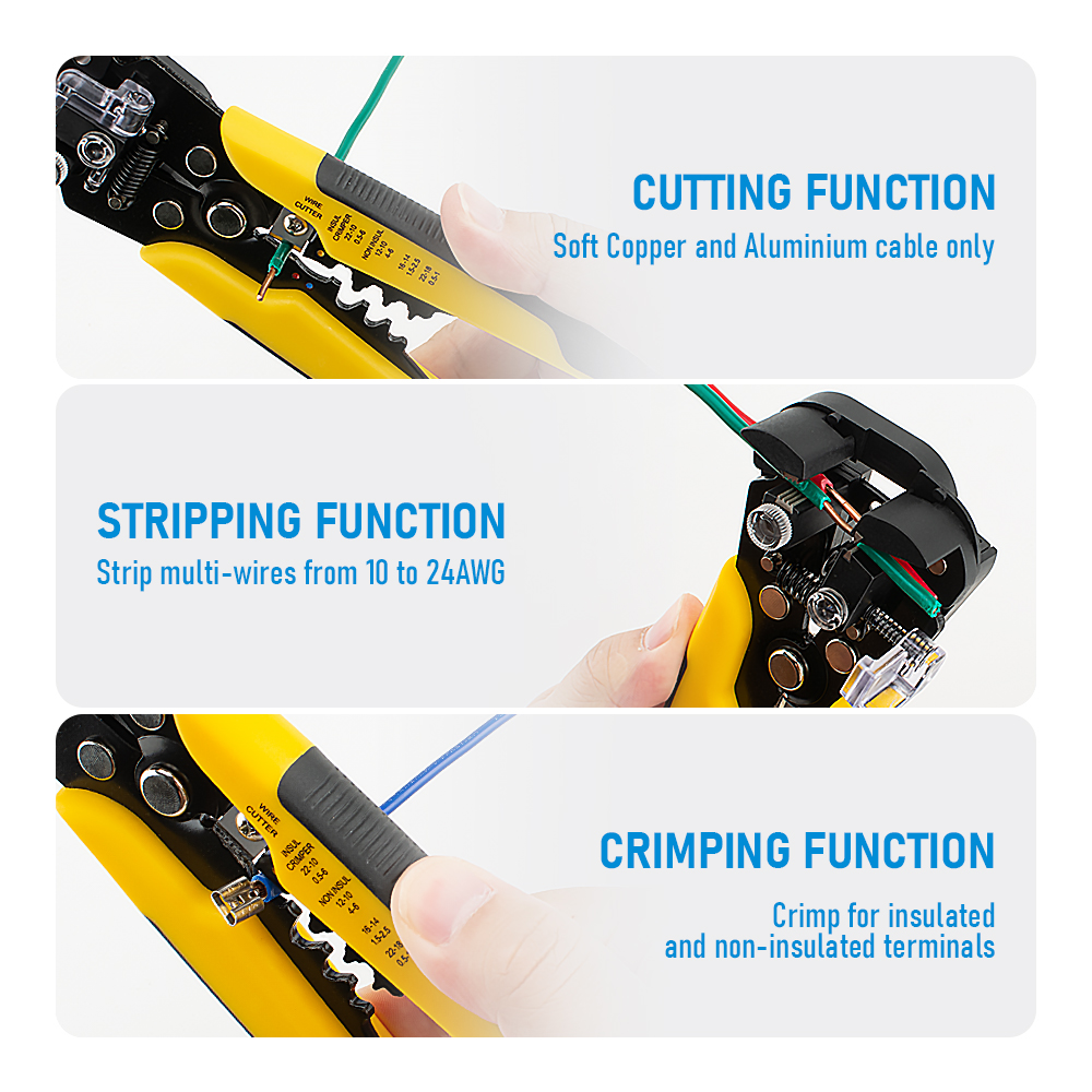 多機能ハンドツール電気技師用ワイヤープライヤー、ケーブルワイ - Automatic Wire Stripper Cutter のレビューと価格