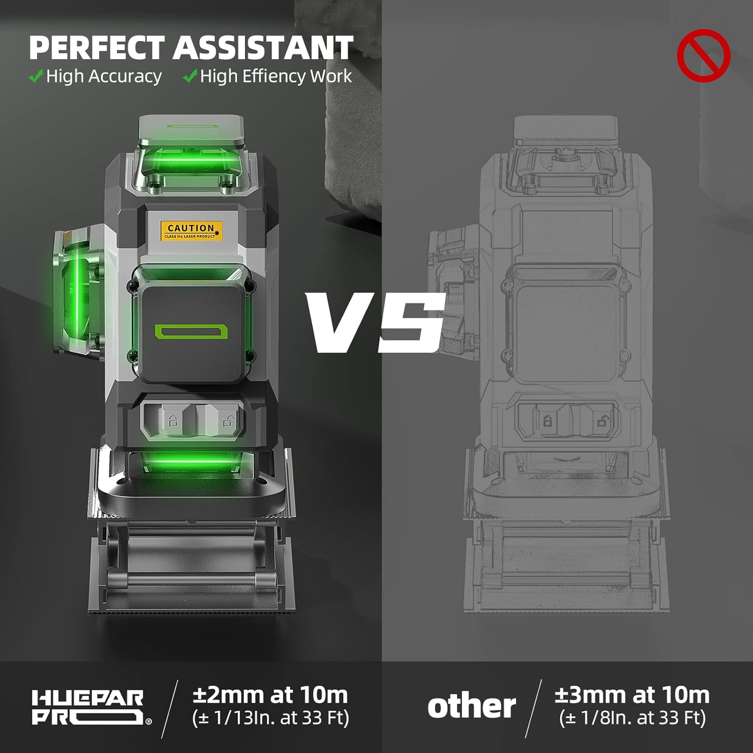 Huepar プロフェッショナル 4D クロスラインレーザー - Laser Level 16 Lines 4D Green のレビューと価格