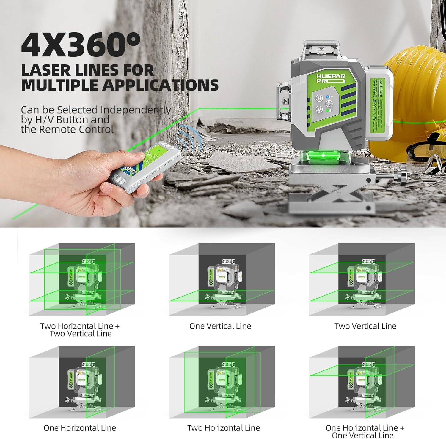 Huepar プロフェッショナル 4D クロスラインレーザー - Laser Level 16 Lines 4D Green のレビューと価格