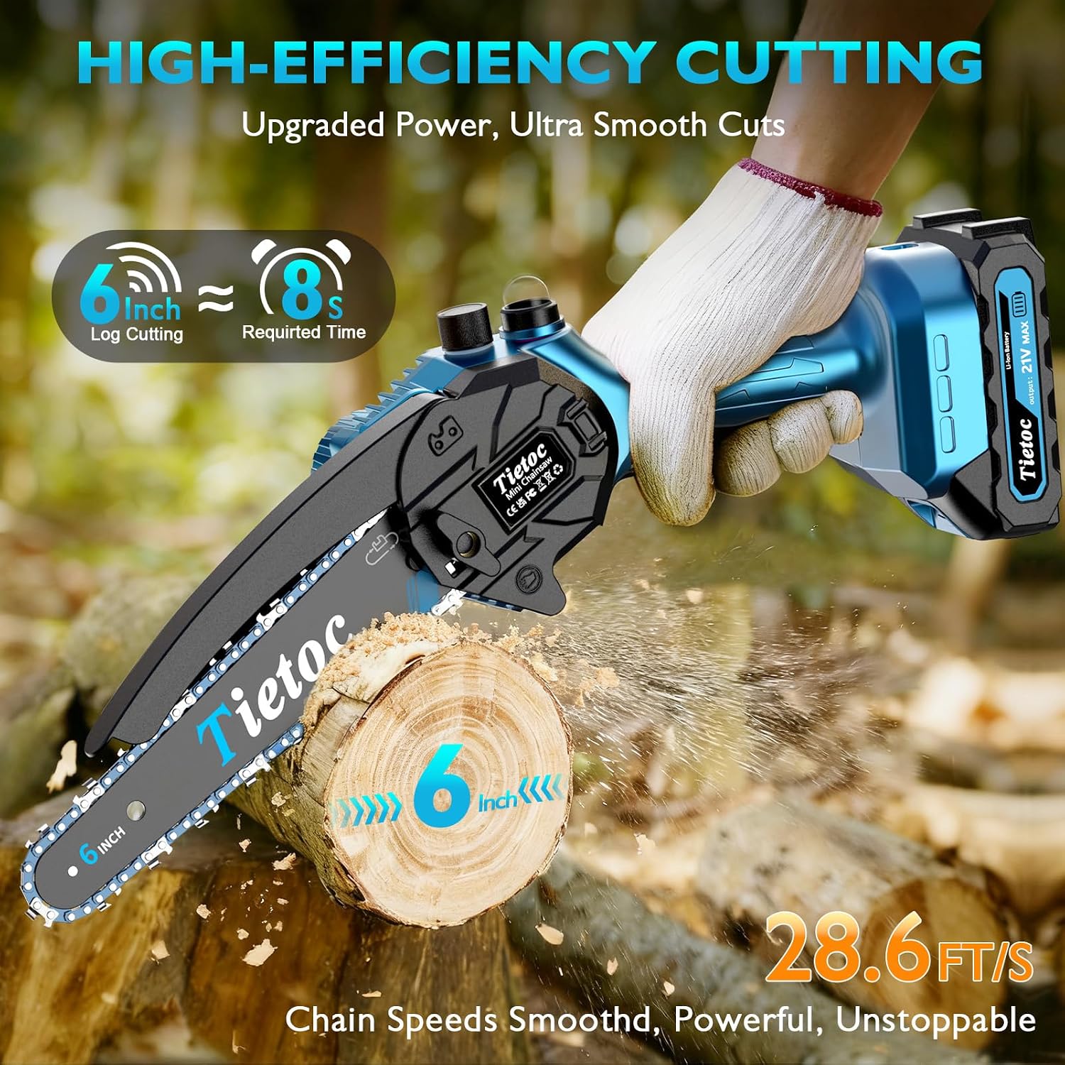 ミニチェーンソー、6インチコードレスチェーンソー、880W強 - Mini Electric Chainsaw 6 Inch のレビューと価格