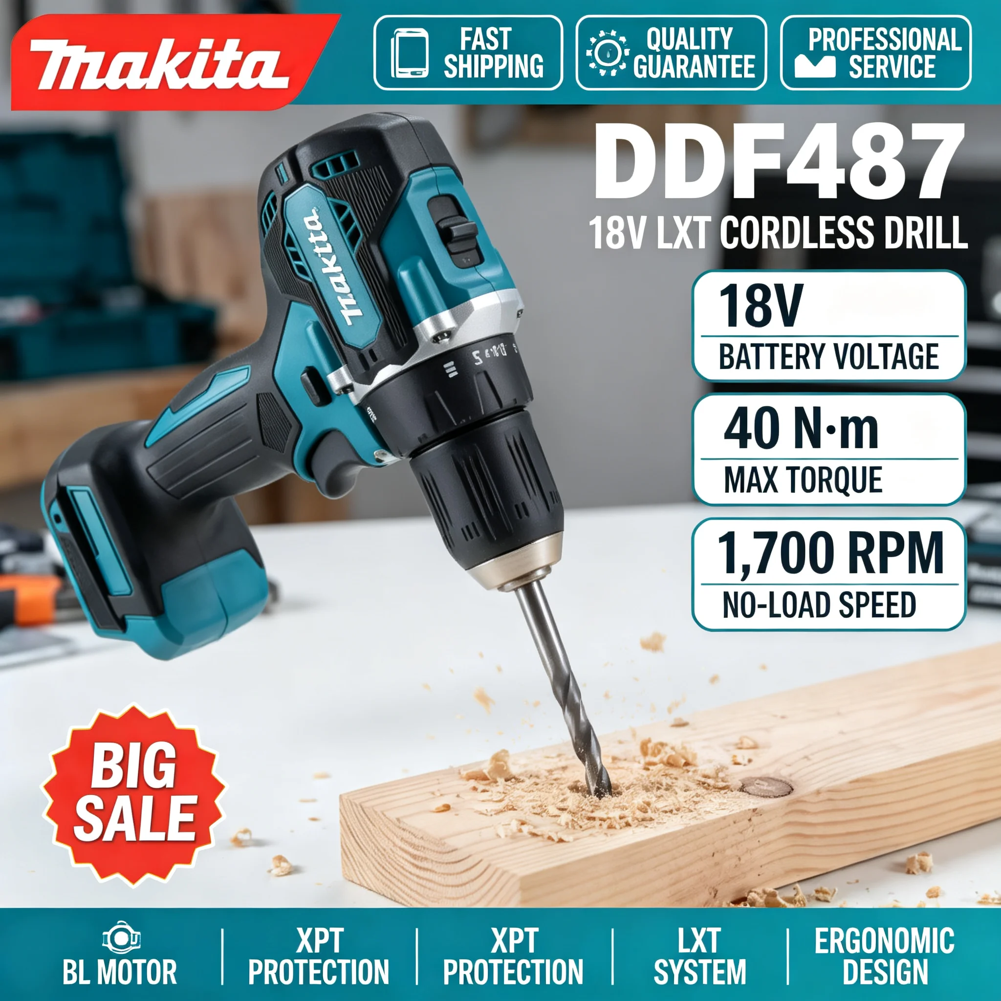 マキタ DDF487 18V コードレス ブラシレス ドリル - Brushless Cordless Electric Drill 18V のレビューと価格